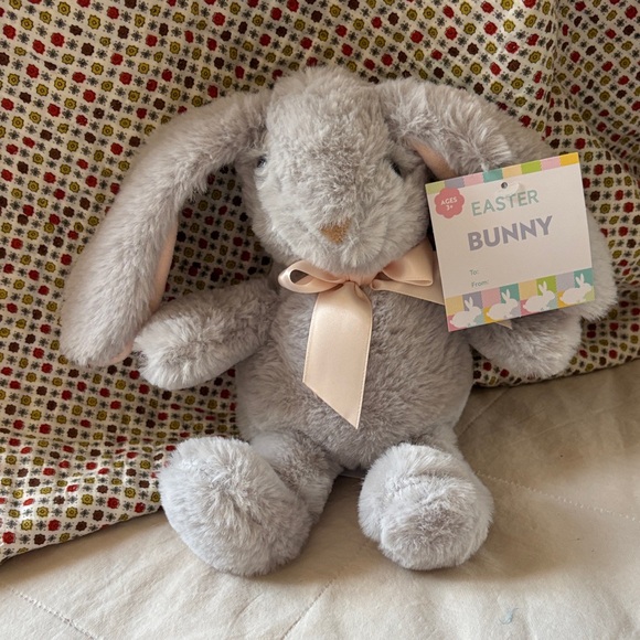Set of 2 Plush Easter Bunnies NEW SOFT Ivory & Gray 10" Stuffed Animal Rabbit - Picture 8 of 10